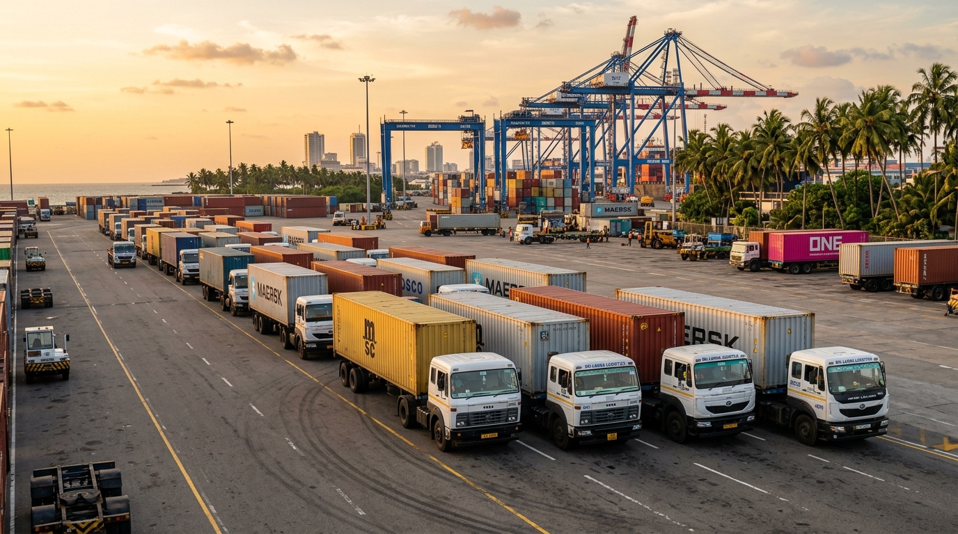 Fleet of Idec Logistics commercial container transport trucks